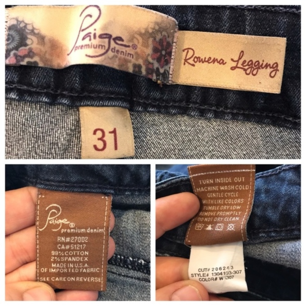 Paige Rowena Leggings Dark Wash Skinny Jeans 31 - Picture 9 of 10